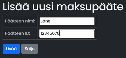 Shopikassa Lisää Kytke Asenna maksupääte Add Install Connect payment terminal