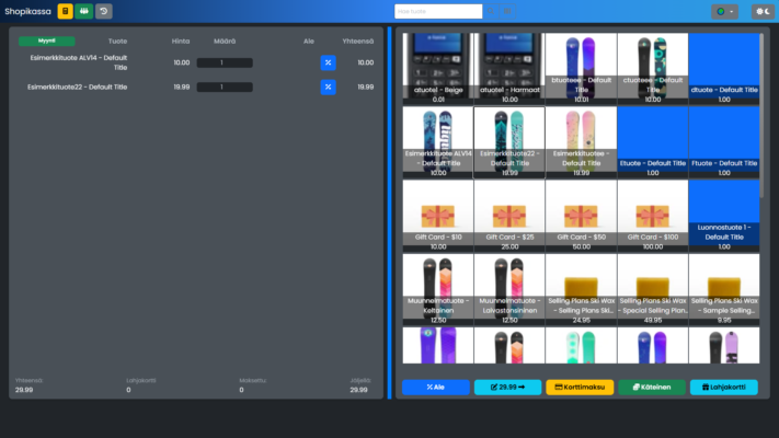 Shopikassa POS screen